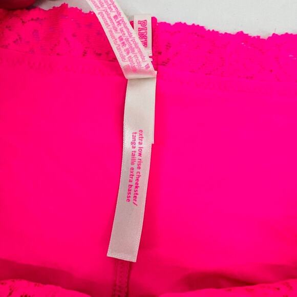 Victoria's Secret PINK Extra Low Cheekster Bright Neon Pink Panty Size Large - Picture 5 of 6